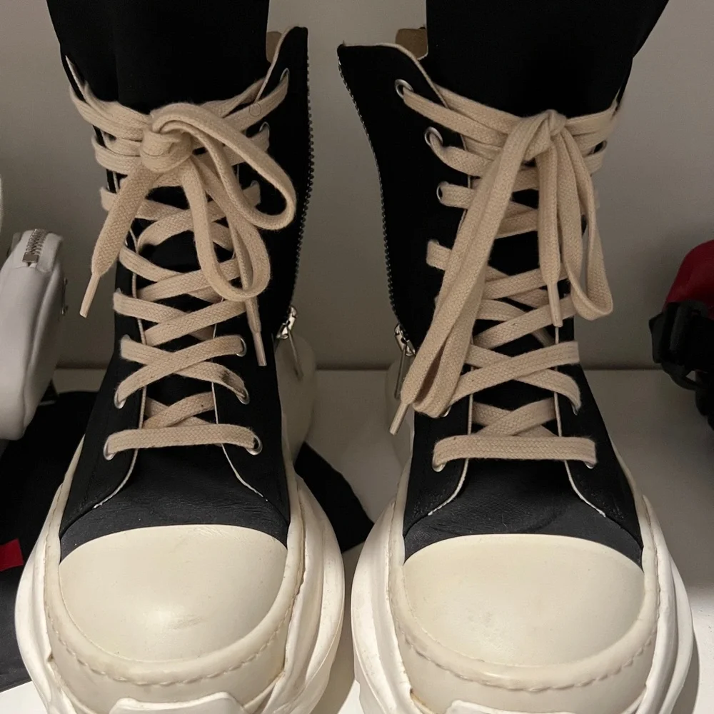Rick Owens Two-Tone Lace Up Boots - Picture 1 of 4